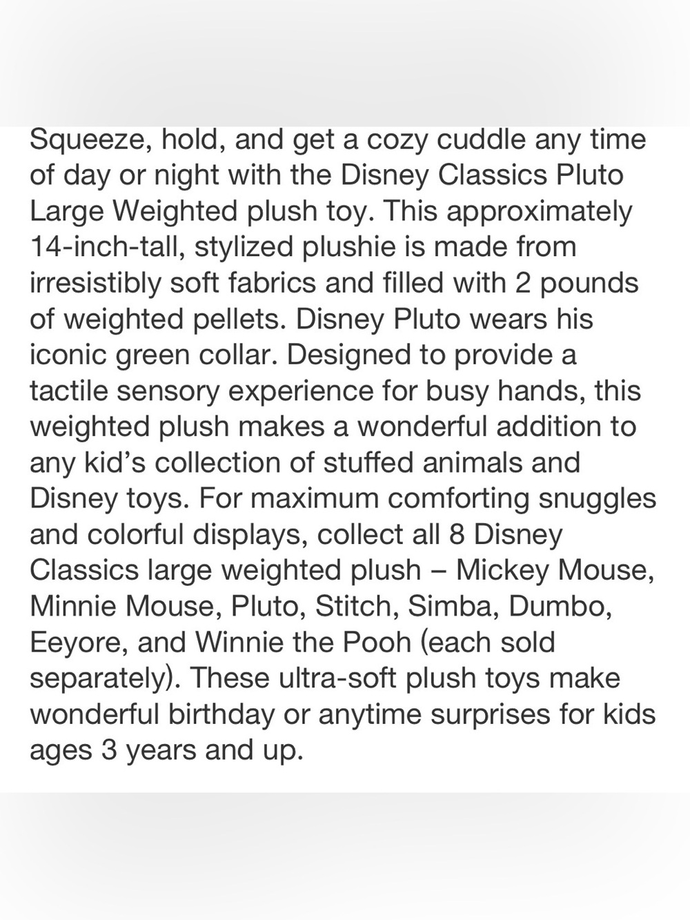 Disney Weighted Plush Pluto - Picture 7 of 8